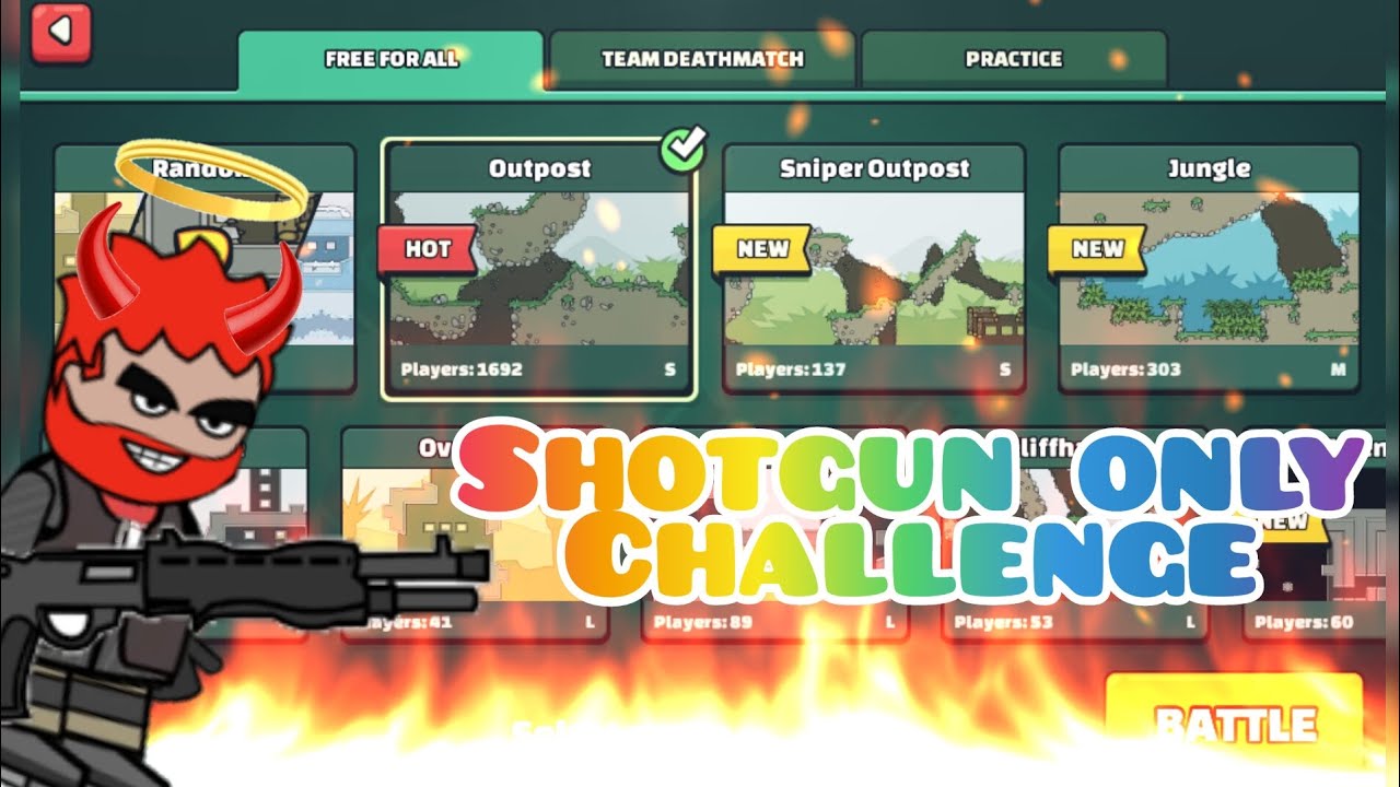 Mini militia da2 army|| op shotgun only challenge||