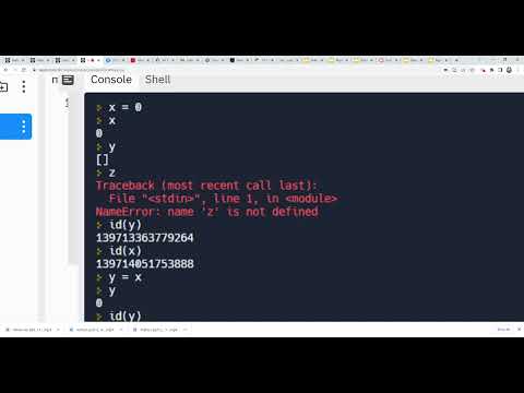 Python part 5: Variables, their identity, value, equivalence.