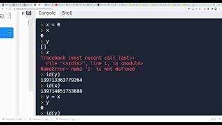 Python part 5: Variables, their identity, value, equivalence.