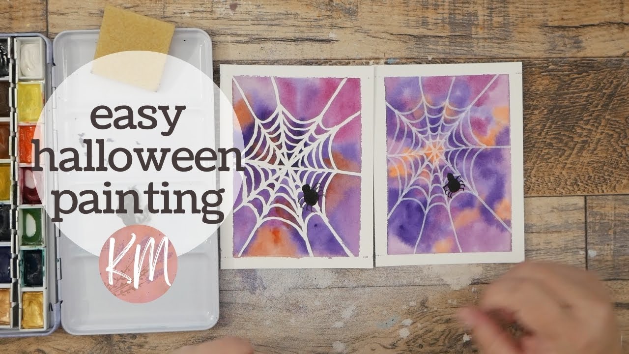 Happy Halloween! Make a Fun and Easy Spider Web Watercolor Painting Two ...