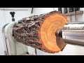 Wood Turning Bark on goblet!! लकड़ी नृत्य【木工旋盤】職人技で樹皮付きのグラスを作る