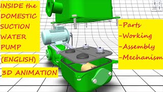 Pump | Domestic Suction Water Pump 3D Tour of Inside (ENGLISH) Working Parts Animation