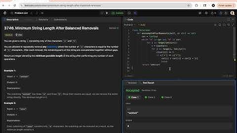 Minimum String Length After Balanced Removals