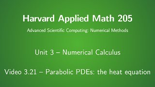 Harvard AM205 video 3.21 - Parabolic PDEs: the heat equation