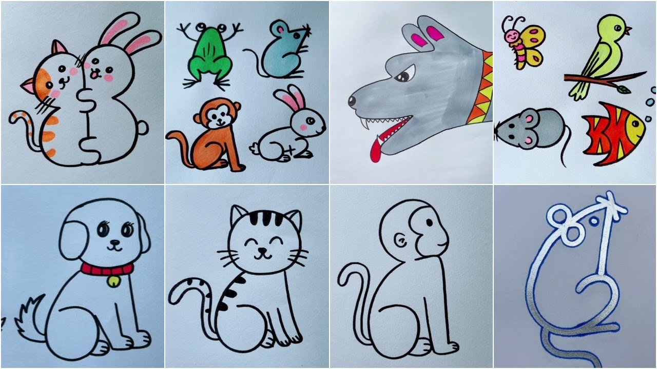 Step by Step Drawing Tutorial | Create Cute Animals from Numbers and ...