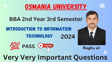 Introduction to information Technology |I Important Questions 2024 || BBA 3rd Semester || OU
