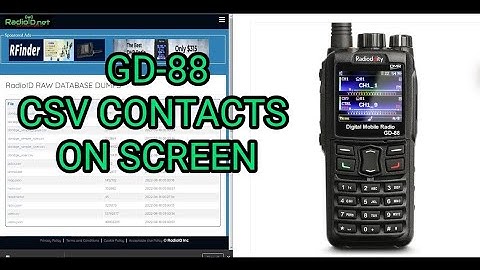 RADIODDITY GD-88 CSV FILE -HAM CONTACTS ON SCREEN