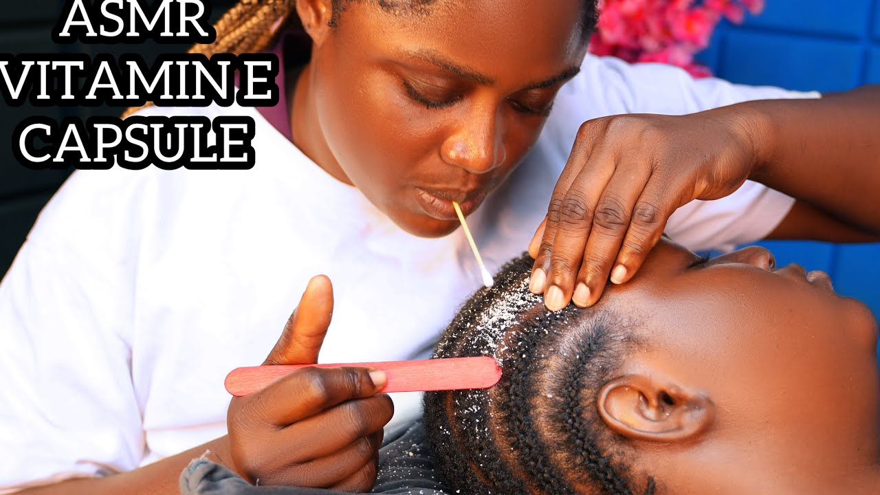 ASMR ✨Soft whisper Gum, Vitamin E oil, scalp blowing, hair crust picking, scalp scratching