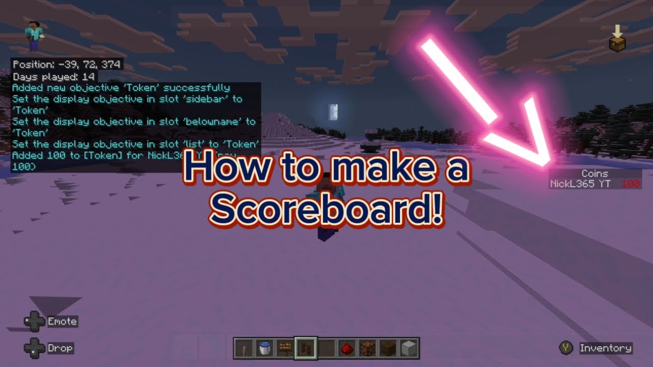 Minecraft Money Scoreboard Setup Tutorial *Bedrock* - YouTube