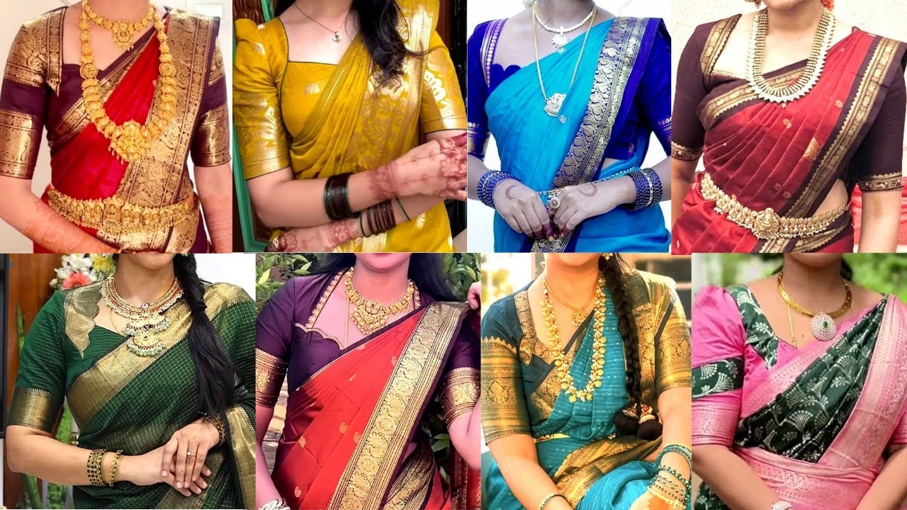 New Pattu Saree Blouse Designs😍Simple Blouse Front Neck Ideas
