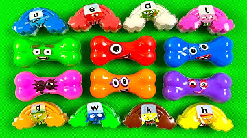 Numberblocks & Alphablocks - Looking CLAY With Bones and Clouds Coloring! Satisfying, ASMR Video