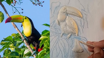 🦜 🌧️Satisfying 3D Toucan in the Rain — Watch This Sculpture Come to Life