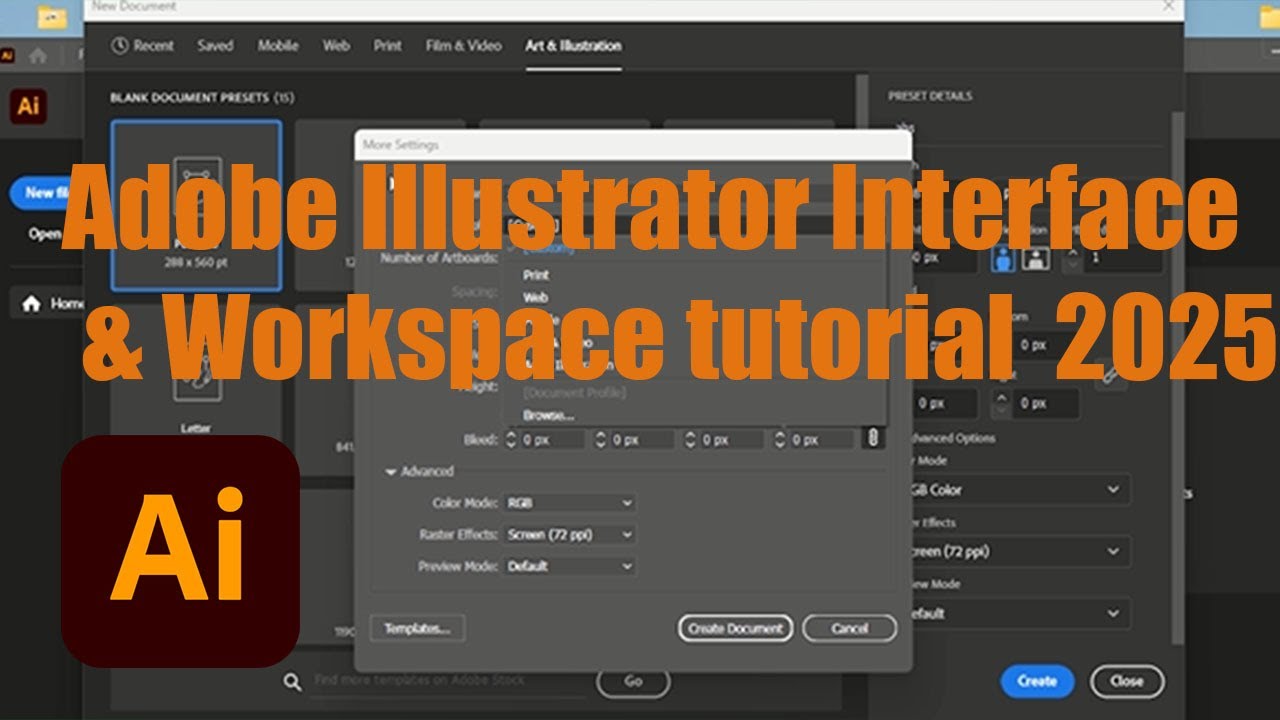 Adobe Illustrator Interface & Workspace tutorial 2025 - YouTube