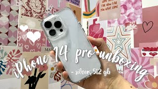 Unboxing Iphone 14 PRO, Silver🤍, 512 GB! *Aesthetic* 🥺✨| Tanvi Gupta