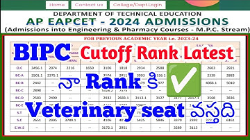 ap eamcet 2024 bipc cutoff|Bvsc cutoff Ranks|ap eamcet 2024 counseling