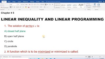 Linear Inequality and linear programming mcqs |2nd year math ch 5 mcqs solved