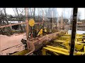 sawing a walnut 6x12 beam