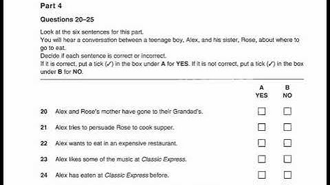 Study English online (B1). Preliminary English Test (PET) Listening Book 5 : Test 2 part 4