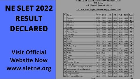 STATE LEVEL ELIGIBILITY TEST (SLET) NE 2022 RESULT DECLARED | VISIT OFFICIAL WEBSITE NOW
