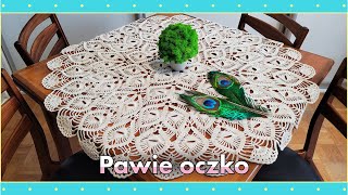 Pawie oczko - duża okrągła serwetka na szydełku