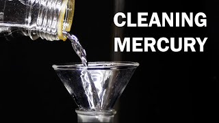 Cleaning liquid mercury metal