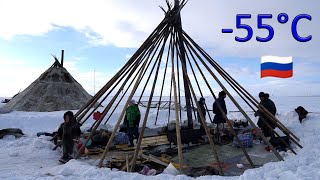 Far North Survival.  Building the dwelling of the Nenets - CHUM🦌 Reindeer migration to the Arctic