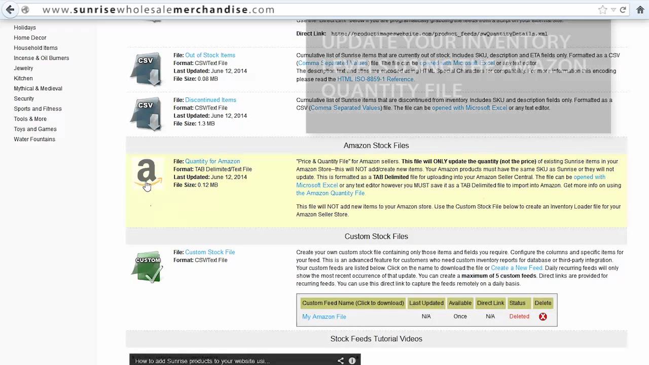 Add Sunrise Products To Your Amazon Store Using The Stock Files Youtube