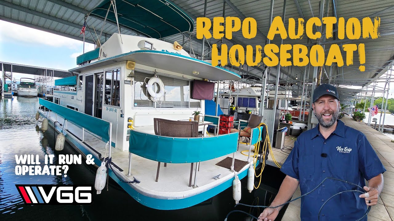 YouTube thumbnail for “ABANDONED REPO AUCTION Houseboat! Will It RUN After Decades?” by Vice Grip Garage