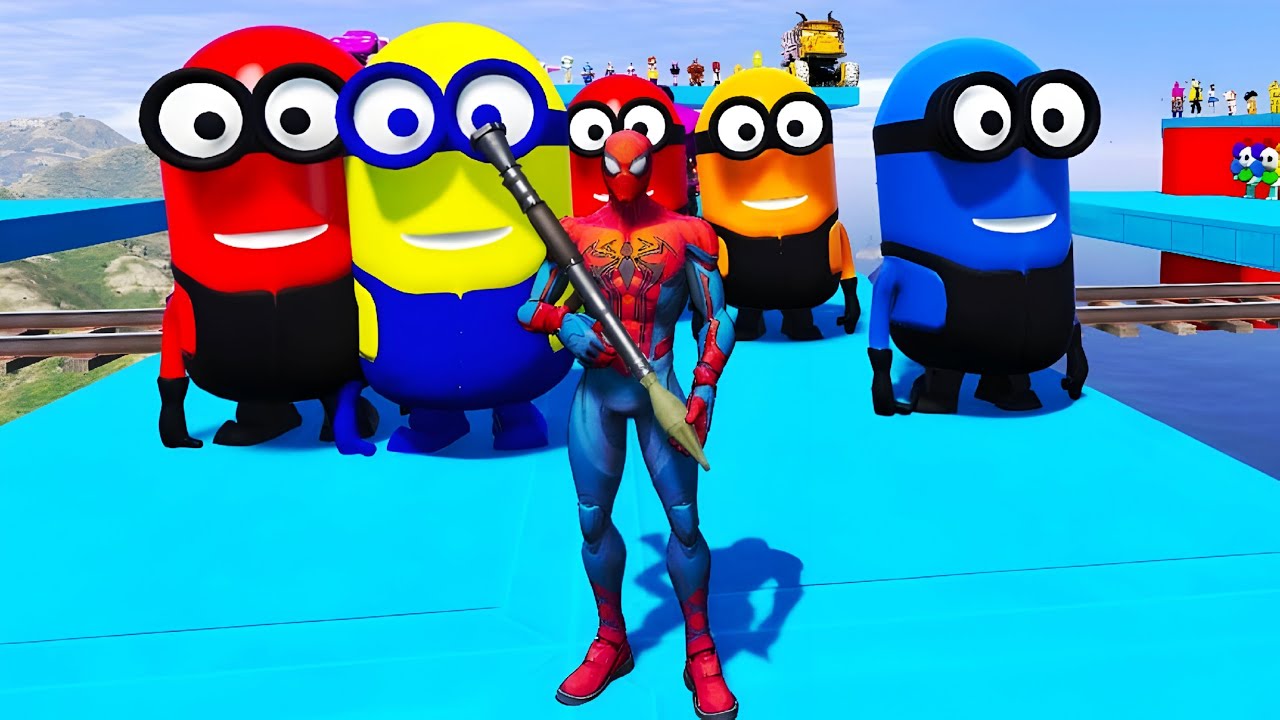 GTA V Funny Ragdoll Moments – Spiderman vs Blue Minion Epic Episode.#1