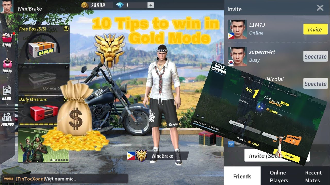 Rules of Survival 10 Tips to win in Gold Mode🤑🤑🤑