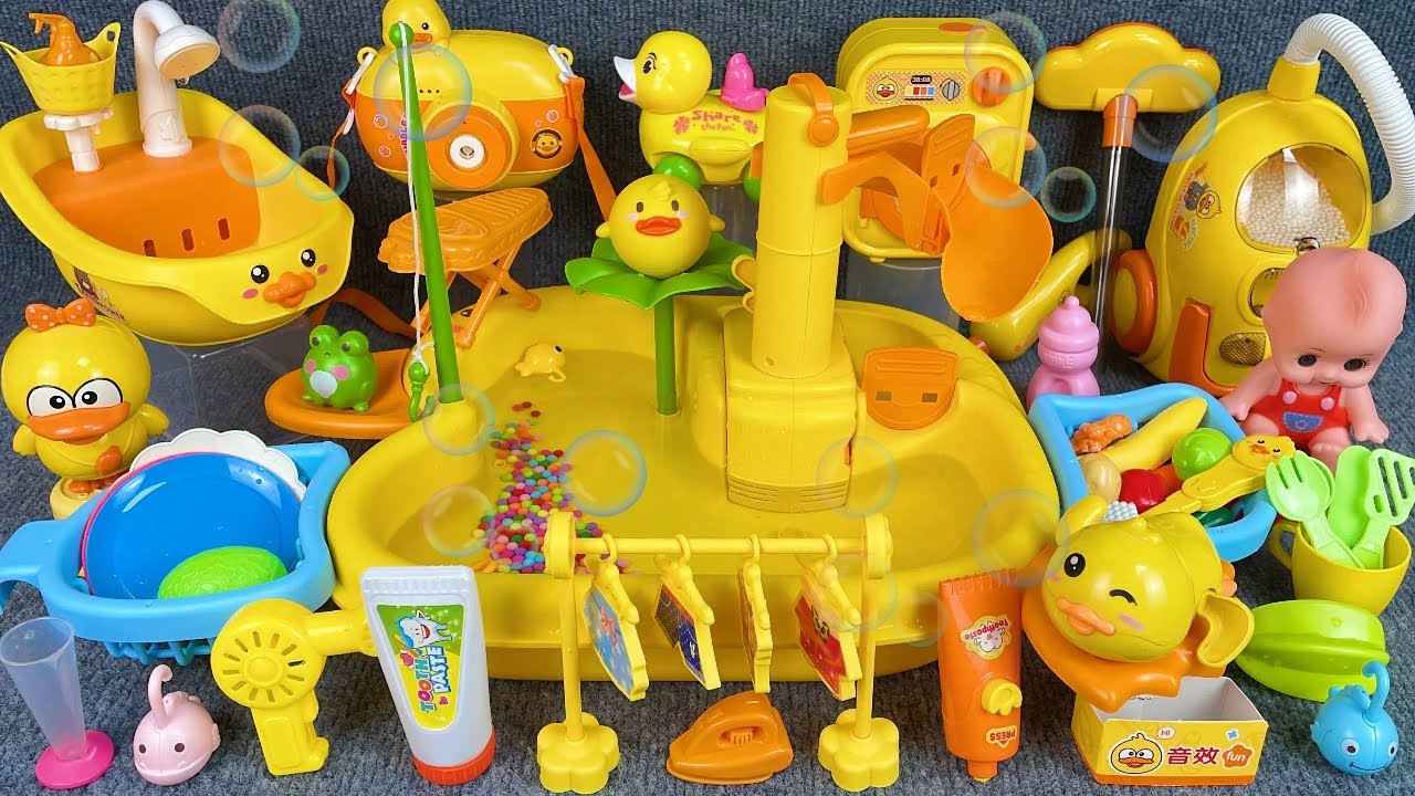 11 Minutes Satisfying with Unboxing Kitchen Duck Sink Pool Toys Set Review Toys | ASMR 