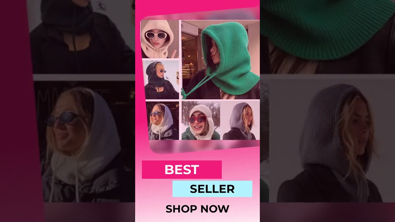 Hot Sale Women Winter Balaclava Cap Hooded Neck Warmer Windproof Knit Hat Outdoor Travel Winter Hat