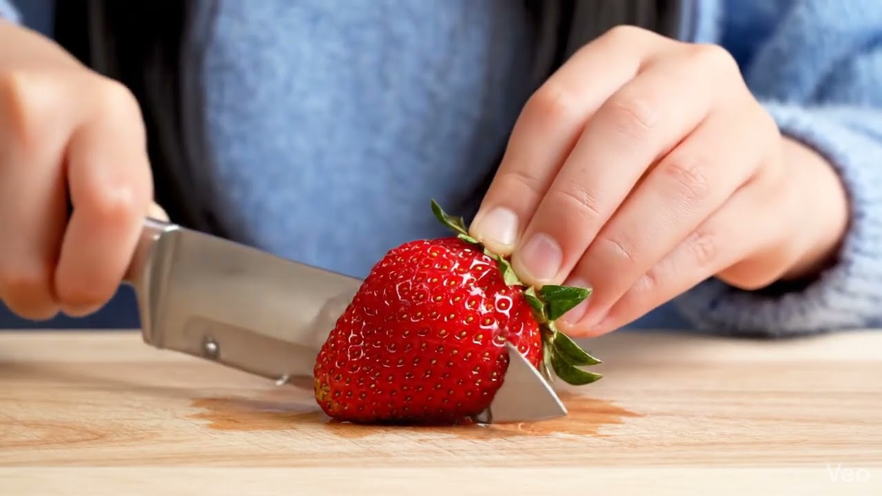 ASMR cutting strawberry AI ￼