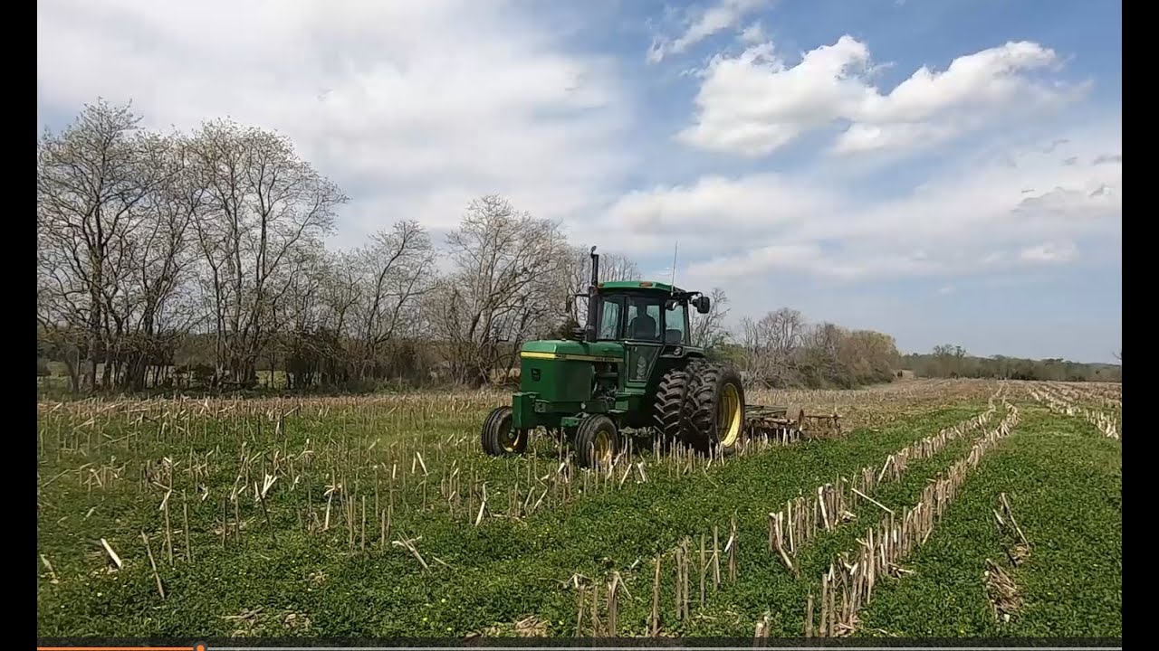 Disking corn ground with the 4430