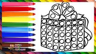 Drawing and Coloring a Gift Box POP IT  Drawings for Kids