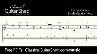 Thumbnail for Sor: Etude Op 60 No 2 - Free Classical Guitar Sheet Music