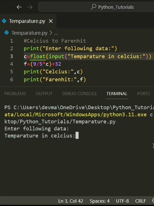 Python program to convert temperature from celsius to fahrenheit