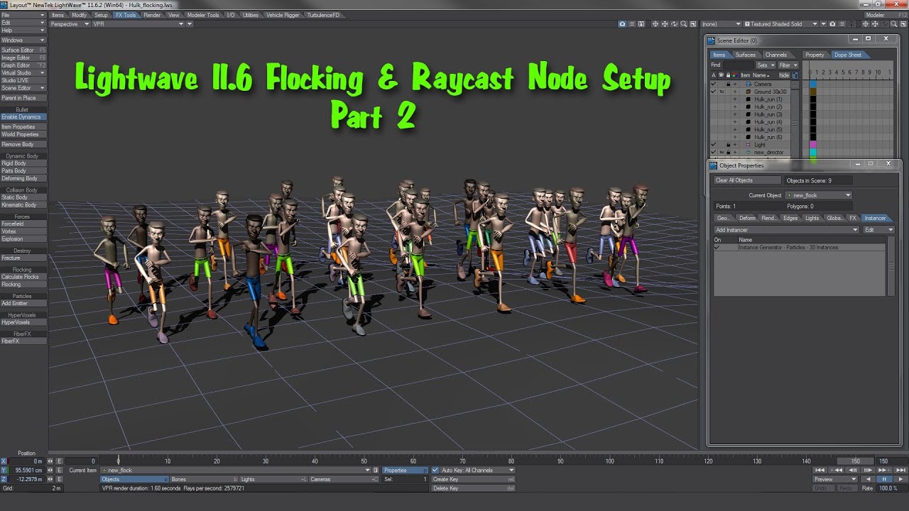 Lightwave 11.6 Flocking & Raycast Node - Part 2 - YouTube
