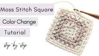 Beginner Color Change Tutorial For The Moss Stitch Square (Step-by-Step)