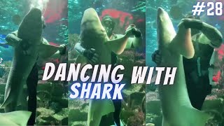 man dancing with shark