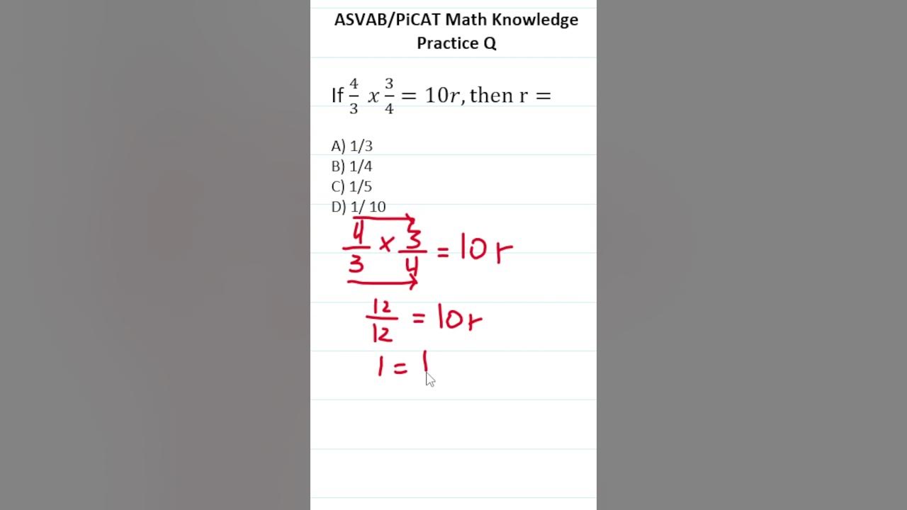 Asvab picat math knowledge practice test question solving equations 