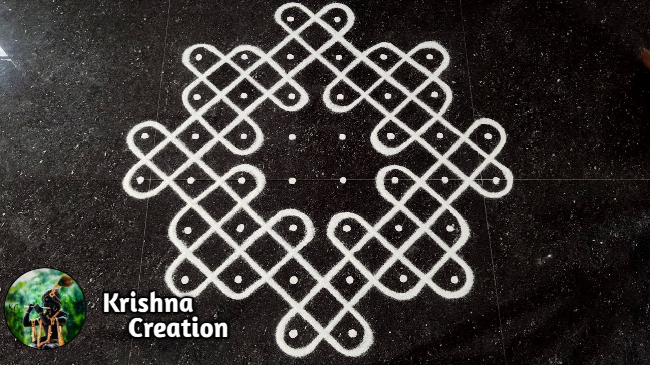 Easy sikku kolam, Kambi kolam | Melikala muggulu | 8x2x2 dot neli kolam | Beautiful Kambi kolam