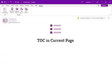 Create Table of Contents in OneNote