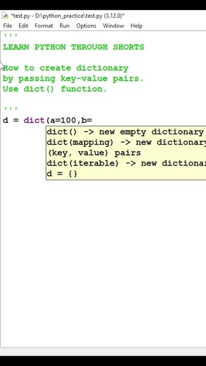 How to create a dictionary using dict method #shorts #pythondictionary ...