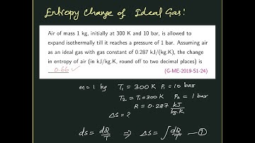 Entropy Change of Ideal Gas | Second Law of Thermodynamics | GATE-XE Solved Problems