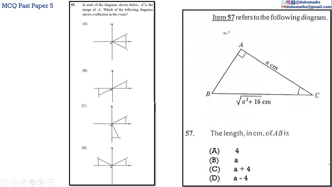 55 57 Geometry And Trigonometry Multiple Choice 5 CXC CSEC Mathematics YouTube