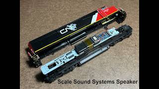 Aurora Miniatures SD60F DCC-Sound Speaker Upgrade Comparison by Scale Sound Systems