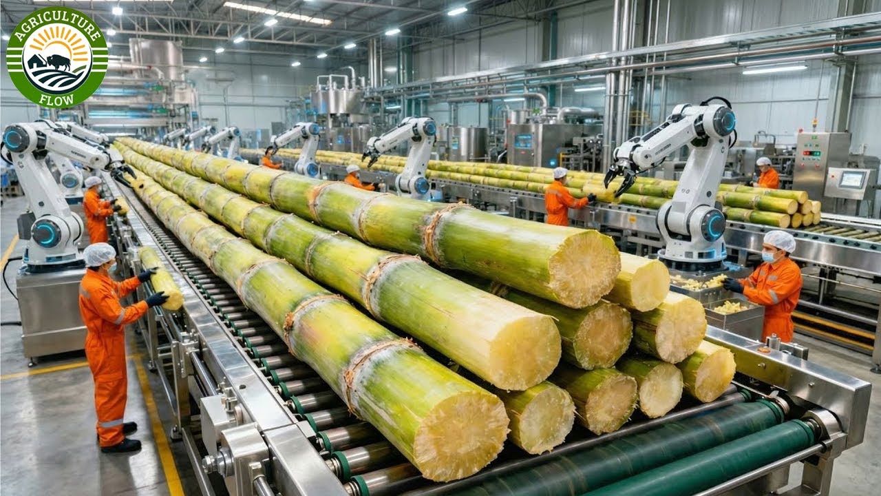 Как миллионы нерафинированных стеблей сахарного тростника превращаются в сахар | Внутри завода по...