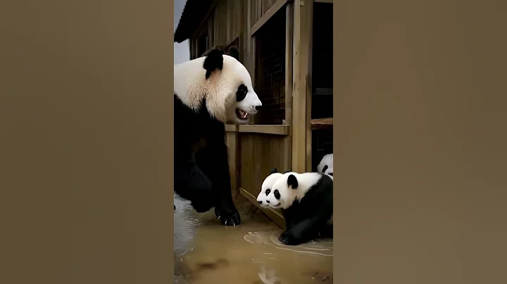 rescue the panda cubs from gaint cage #animals #funny #shorts #ai