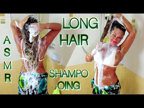 ASMR Wash long hair with shampoo and conditioner "Olive and HOMNIN RACE"
